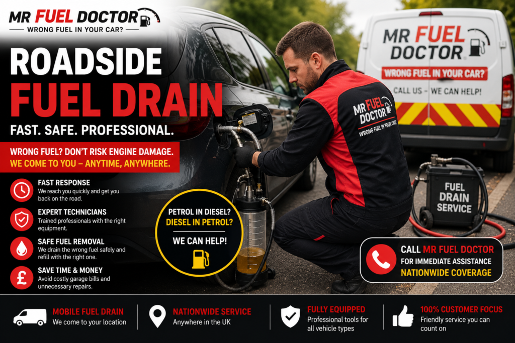 Roadside Fuel Drain – Fast, Safe and Professional Wrong Fuel Recovery